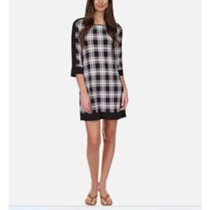 MICHAEL KORS Black and White  Plaid Pullover Mini Dress 60s Style (P\M)